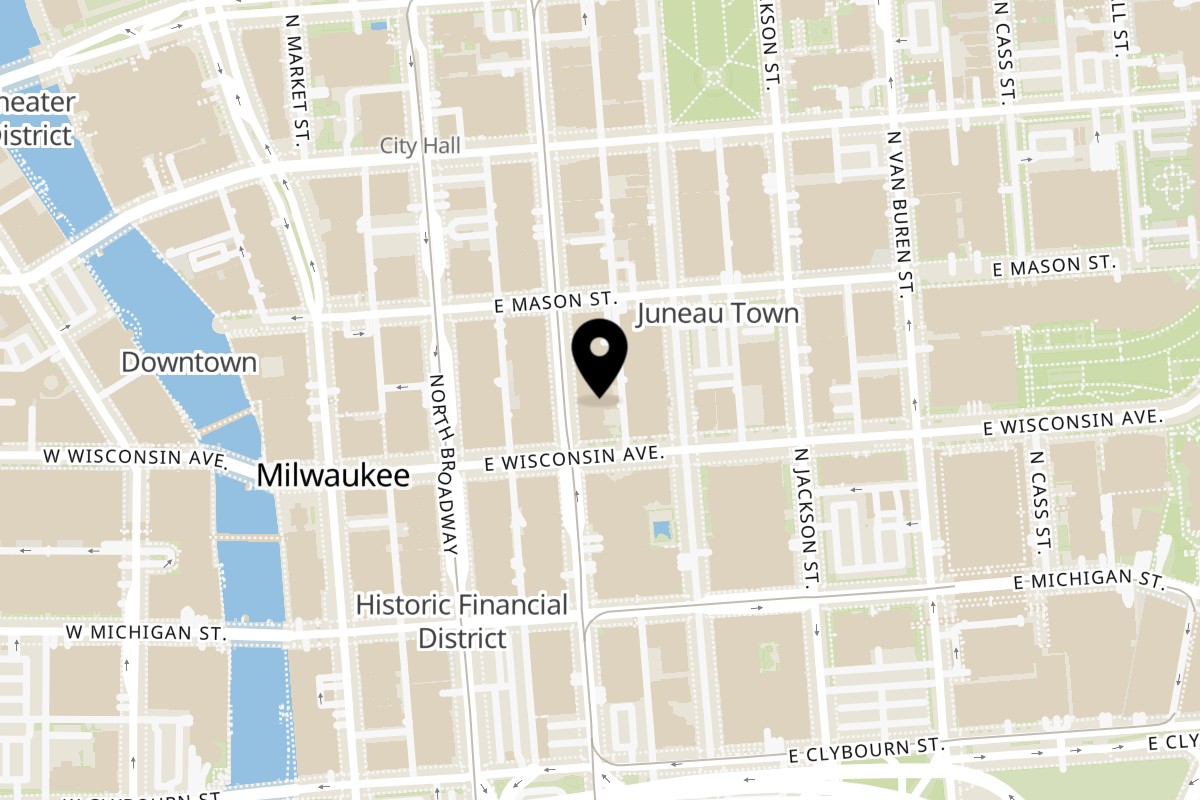 Map showing the location of Brunch. Milwaukee on 714 N Milwaukee St in Milwaukee