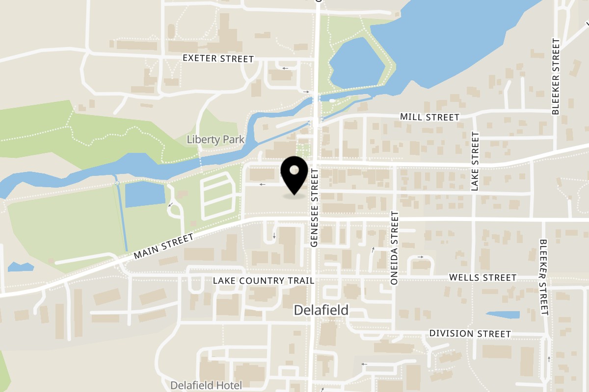 Map showing the location of Brunch. Delafield on 705 N Genesee St in Delafield